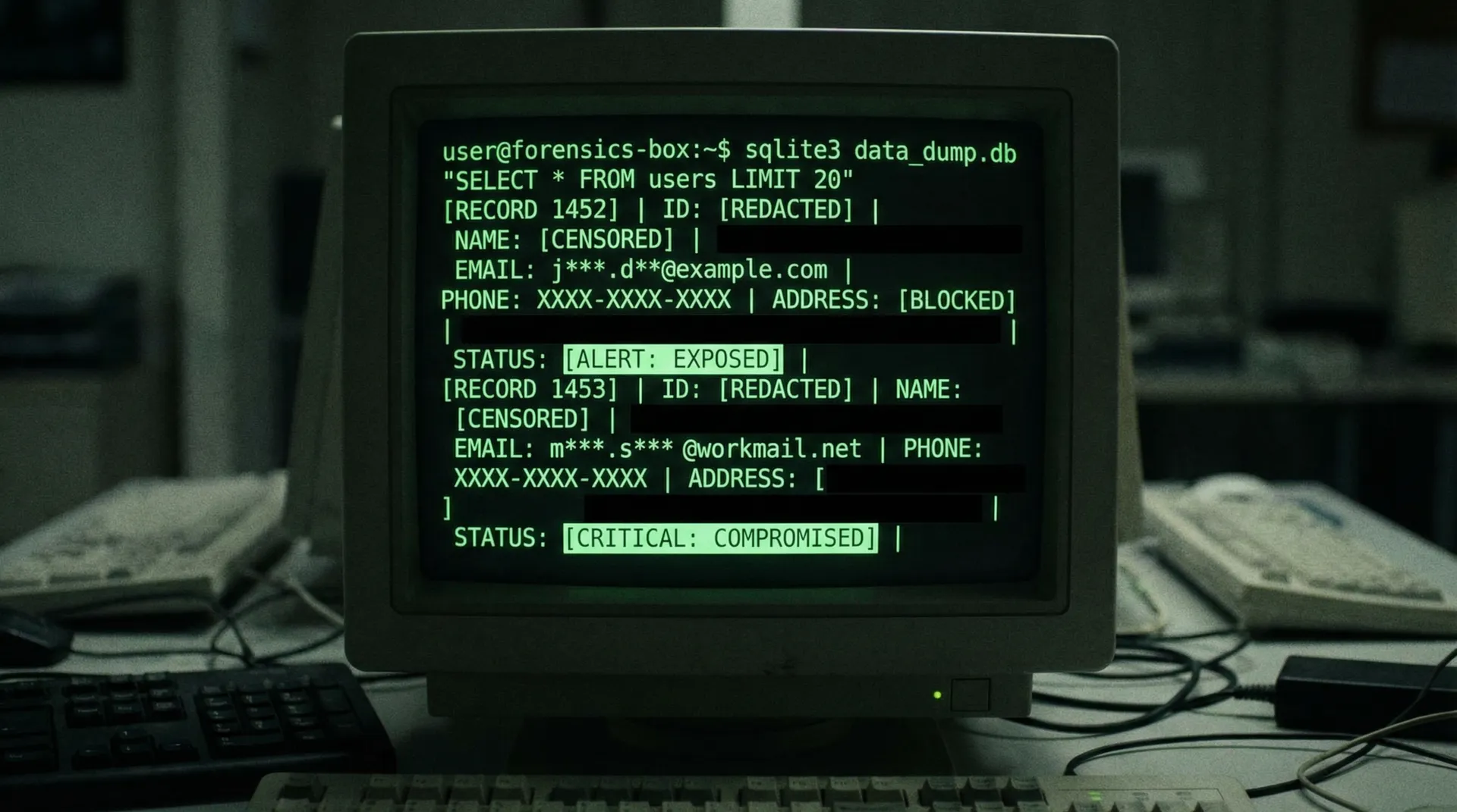 [截图] 显示了泄露数据库的终端查询界面 - 91网 独家证据